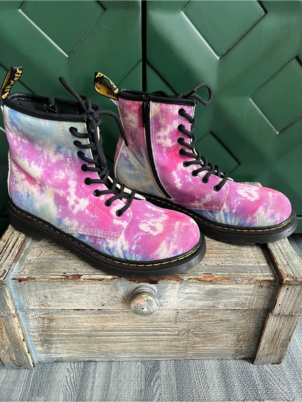 Dr. Martens Women's Pink Tie-Dye Lace-Up Boots
